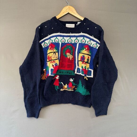 Robert Scott LTD Women’s Size Large Christmas Sweater Ramie Blend Knit - Picture 1 of 10